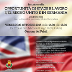 Incontro sulle opportunità di stage e lavoro nel Regno Unito e in Germania: il 23 ottobre a Gemona! ISCRIZIONI APERTE