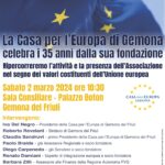 Un convegno per i 35 anni di fondazione della Casa per l’Europa di Gemona